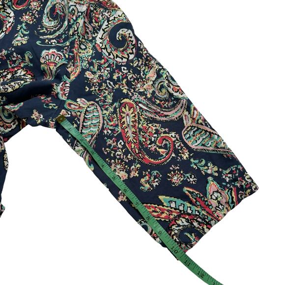 CHICOS No Iron Blue Pink Multi Paisley Button Up Shirt Size XL (3) *READ* - Picture 10 of 11